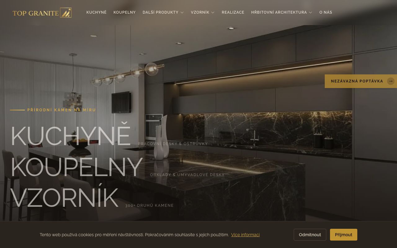 Webové stránky TOP GRANITE — ukázka portfolia
